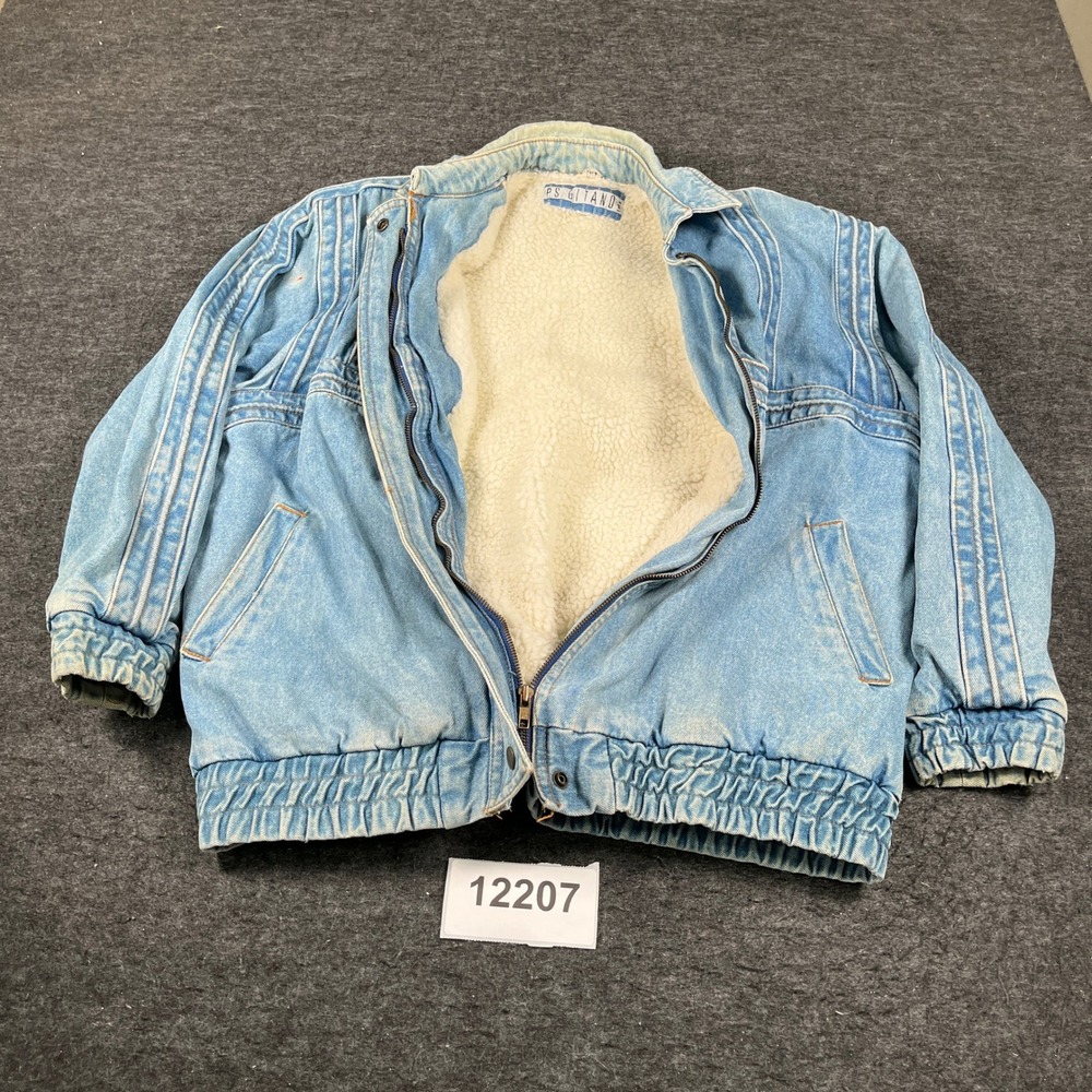 Vintage PS Gitano Denim Jacket Womens Medium Blue Sherpa Lined Winter Full Zip